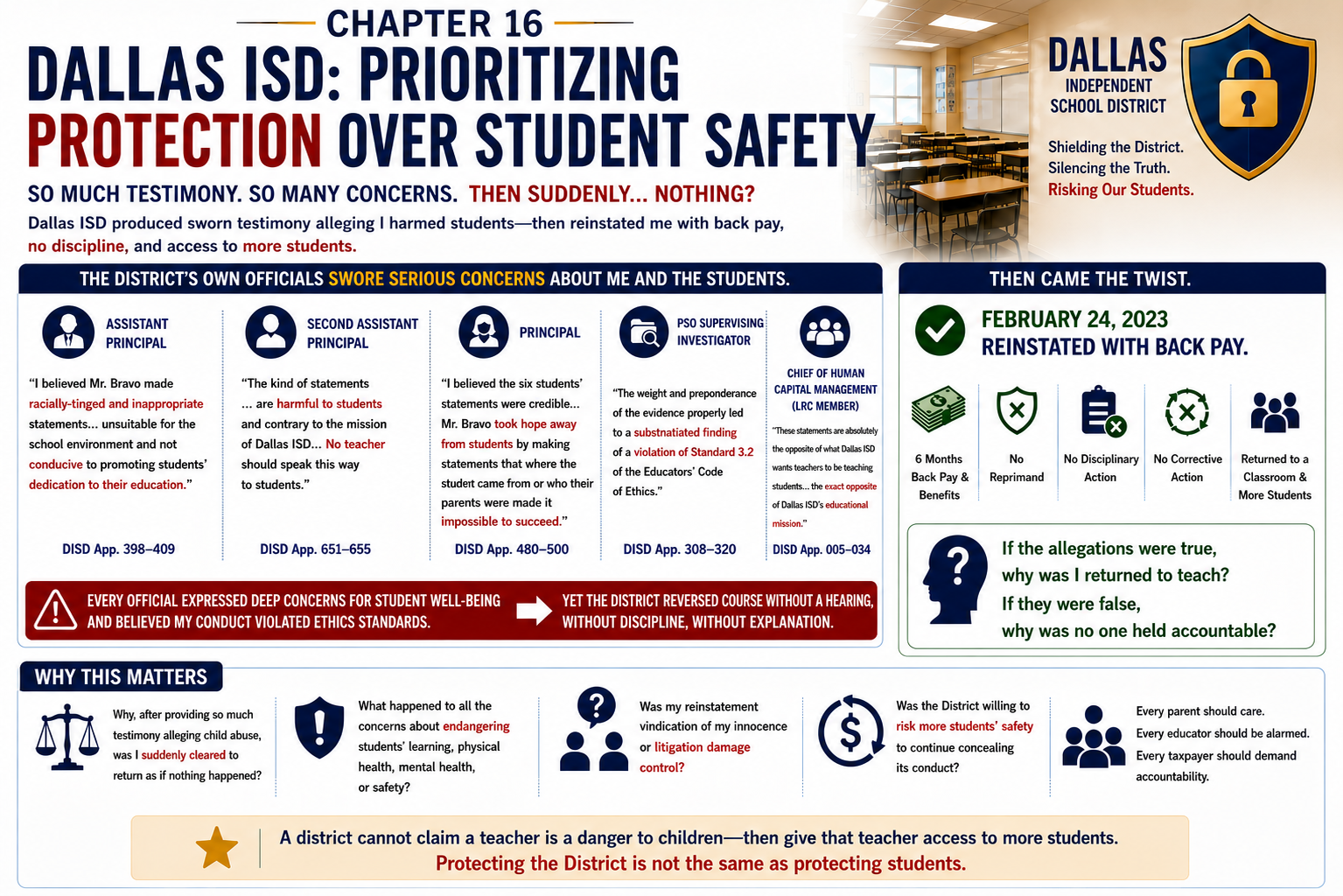 Chapter 16: Prioritize Shielding the District Over Student Safety — banner illustration